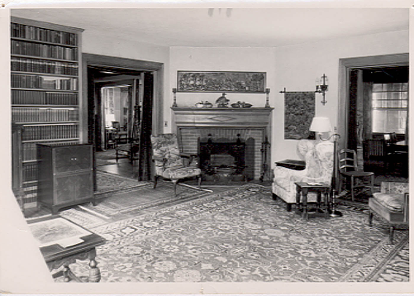 castle-library-with-fireplace-book-case