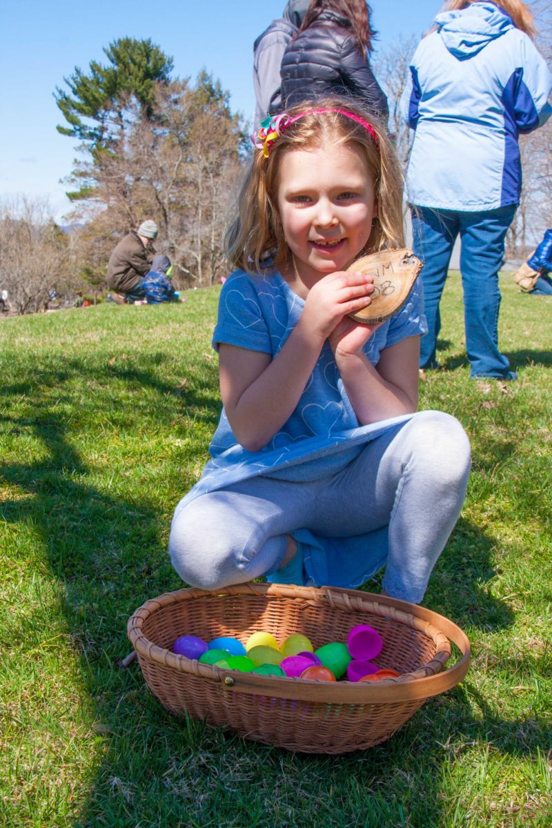 Natalie showing off her finds after the Easter Egg Hunt Fundraiser